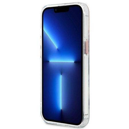 Oryginalne Etui IPHONE 13 PRO Guess Hard Case Metal Outline Magsafe (GUHMP13LHTRMP) różowe