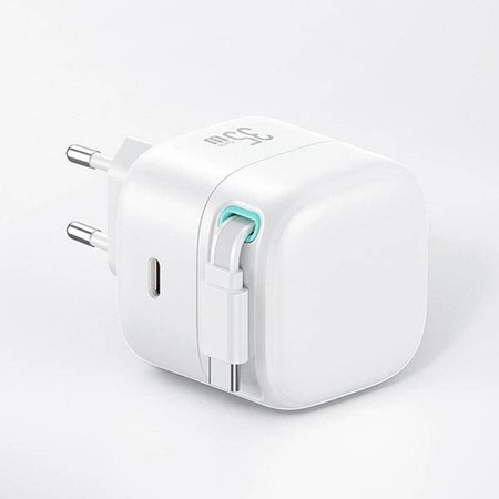 USAMS Ład. siec. 1xUSB-C ze zwijanym kablem USB-C (only head) PD+QC 35W Gan Fast Charging czarny/black XMF Series CC202TC01 (US-CC202)