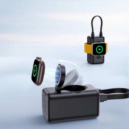 Joyroom JR-W13 5000 mAh Wireless Power Bank für Apple Watch + USB-C und Lightning – Schwarz