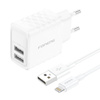 Ładowarka sieciowa Foneng EU53 20W 2xUSB-A,  2,4A (Biała) + kabel USB-A doLightning