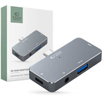 Adapter HUB 4in1 SB-C - USB + USB-C + HDMI + AUX Minijack 3.5mm Tech-Protect V6 grey