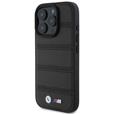 Original Handyhülle IPHONE 16 PRO BMW Hardcase M Perforated & Stitched Line MagSafe (BMHMP16L23PUSPK) schwarz