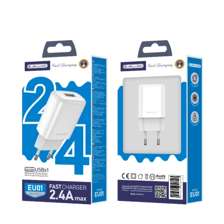 JELLICO ładowarka sieciowa EU01 2.4A 12W 1xUSB Biały
