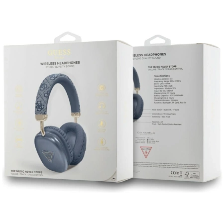 Guess Triangle Logo 4G Bluetooth Over-Ear-Kopfhörer - Blau
