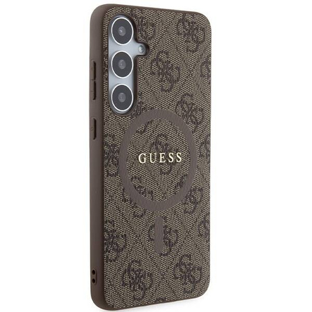 Guess 4G Collection Leather Metal Logo MagSafe case for Samsung Galaxy S24+ - brown