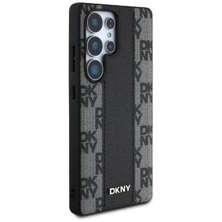DKNY Leather Checkered Pattern MagSafe-Hülle für Samsung Galaxy S25 Ultra schwarz