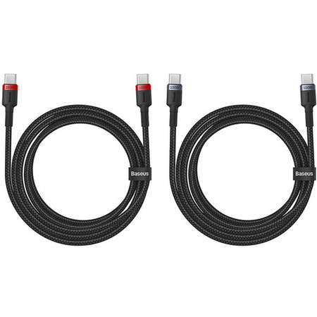 Baseus Cafule USB-C / USB-C cable 100W 1 m - red-black and black-gray (2 pcs.)