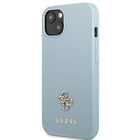 Oryginalne Etui IPHONE 13 Guess Hardcase Saffiano 4G Small Metal Logo (GUHCP13MPS4MB) niebieskie