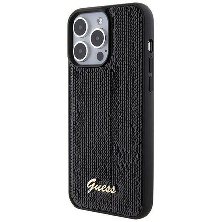 Guess Sequin Script Metal case for iPhone 15 Pro Max - black