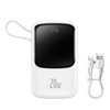 Powerbank Baseus Qpow Pro z kablem Lightning, USB-C, USB, 10000mAh, 20W (biały)