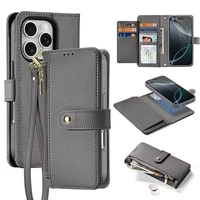 Dux Ducis Lawa Leather Case for iPhone 16 Pro Max with Detachable Magnetic Wallet - Gray