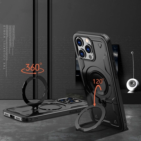 Hybrid Armor Trendige Hülle mit MagSafe für iPhone 16 Pro Max – Schwarz