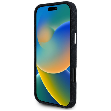 Oryginalne Etui IPHONE 16 PRO Guess Denim Triangle Logo MagSafe czarne