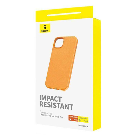 Etui APPLE IPHONE 15 PRO Baseus Fauxther Series pomarańczowe