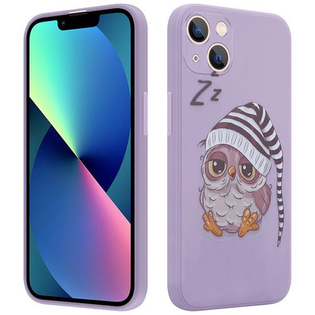 MX OWL SLEEPY IPHONE 13 MINI PURPLE / FIOLETOWY