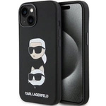 Karl Lagerfeld Silikon Karl&amp;Choupette Head Hülle für iPhone 15 – Schwarz