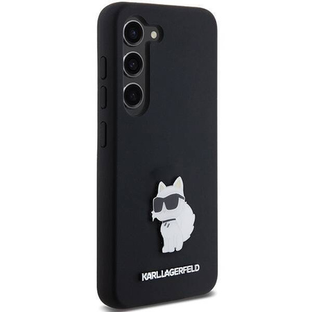 Oryginalne Etui KARL LAGERFELD hardcase Silicone Choupette Metal Pin KLHCS24SSMHCNPK do Samsung Galaxy S24 czarny