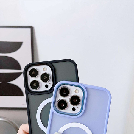 Magnetische, farblich matte Hülle für iPhone 15 Pro Max – Marineblau