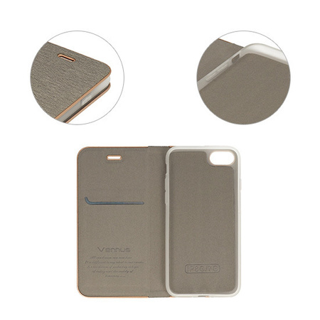 Kabura Vennus Book z ramką do Iphone 14 Pro szara