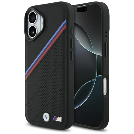 Etui BMW M Tricolor Metal Logo MagSafe do iPhone 17 - czarne