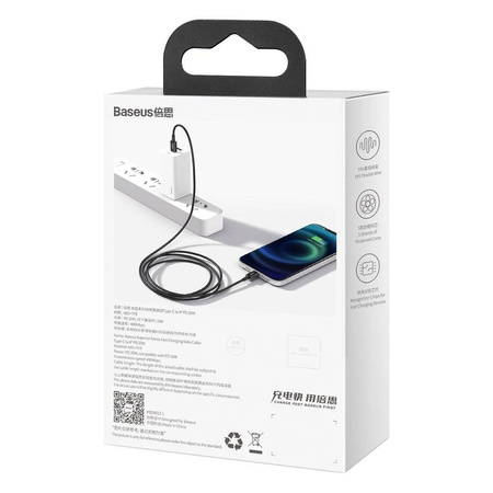 Baseus Superior kabel USB Typ C - Lightning do szybkiego ładowania Power Delivery 20 W 2 m czarny (CATLYS-C01)
