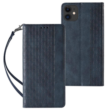 Magnet Strap Case für iPhone 13 Case Wallet + Mini-Lanyard-Anhänger blau