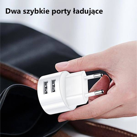 USAMS Lad. network. 2xUSB T20 2.1A microUSB white/white round Fast Charging XTXLOGT18MC05