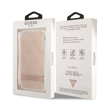 Etui IPHONE SE 2022 / SE 2020 / 7 / 8 Guess Hardcase 4G Print Strap (GUOHCI8H4STP) różowe