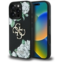 Guess Grained Roses Big 4G logo case for iPhone 16 Pro Max - black