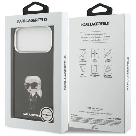 Karl Lagerfeld IML Aquarelle Karl &amp; Logo MagSafe Case for iPhone 17 Pro Max - Black