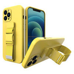 Rope case żelowe etui ze smyczą łańcuszkiem torebka smycz iPhone 12 żółty