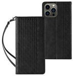 Magnet Strap Case for Samsung Galaxy S23 Ultra Flip Wallet Mini Lanyard Stand Black