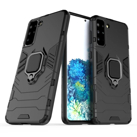 Ring Armor Tough Hybrid Case Cover + Magnethalter für Samsung Galaxy S22+ (S22 Plus) schwarz