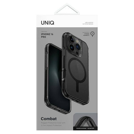 UNIQ etui Combat iPhone 16 Pro 6.3" Magclick Charging czarny/carbon black