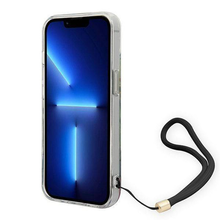 Oryginalne Etui IPHONE 14 PLUS Guess Hardcase Flower Strap (GUOHCP14MHFLSB) niebieskie