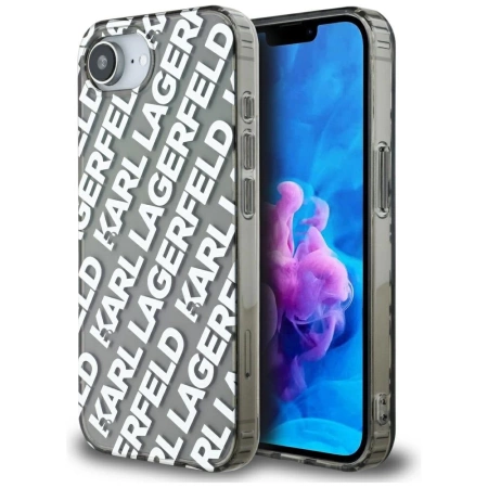 Karl Lagerfeld IML Repeat Logo Hülle für iPhone 16e - Silber