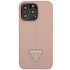 Original Handyhülle IPHONE 14 PRO Guess Hardcase Saffianotriangle Logo (GUHCP14LPSATLP) rosa