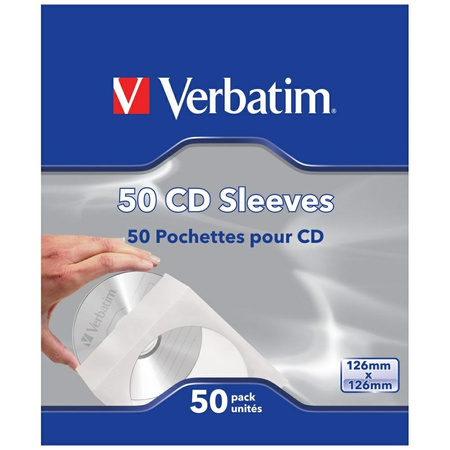 Koperty papierowe na dyski CD Verbatim    50szt biały 49992