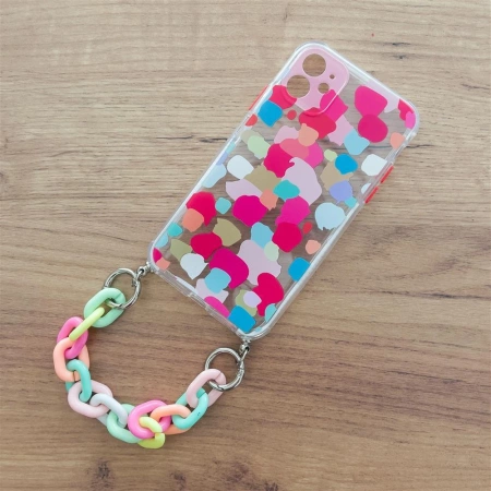 Color Chain Case Gel flexible elastische Hülle mit Kettenanhänger für Samsung Galaxy A22 4G mehrfarbig (4)