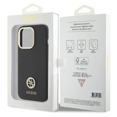 Oryginalne Etui APPLE IPHONE 15 PRO Guess Hardcase Silicone Logo Strass 4G (GUHCP15LM4DGPK) czarne