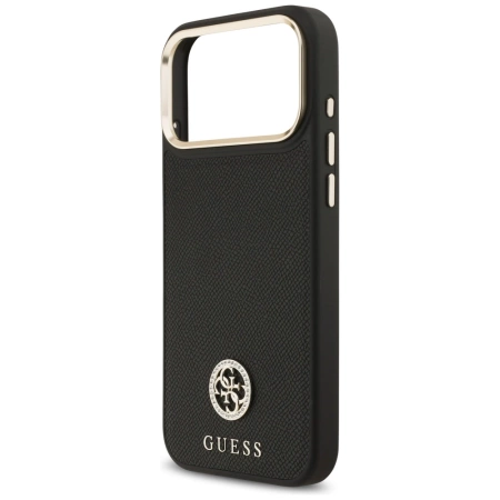 Guess Grained Strass Logo MagSafe Hülle für iPhone 17 Pro Max - Schwarz