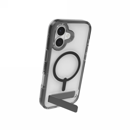 Etui ZAGG Santa Cruz Snap KS MagSafe z podstawką na iPhone 17 - przezroczysto-czarne