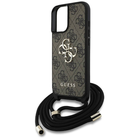 Original Handyhülle IPHONE 16 Guess 4G Big Logo Cord Stap Crossbody braun