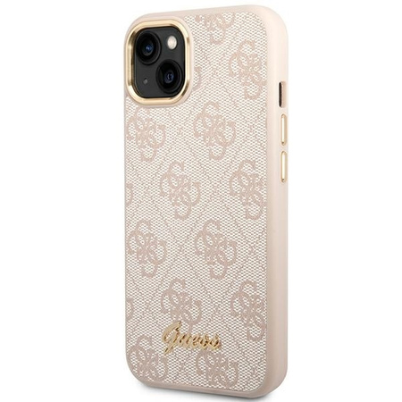 Original Handyhülle IPHONE 14 Guess Hard Case 4G Vintage Gold Logo (GUHCP14SHG4SHP) rosa
