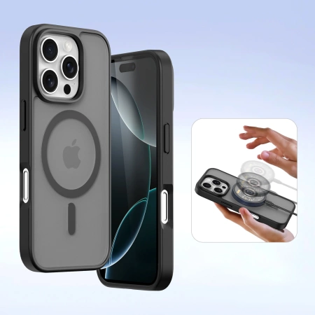 Dux Ducis Lawa Lederhülle für iPhone 16 Pro Max - Schwarz