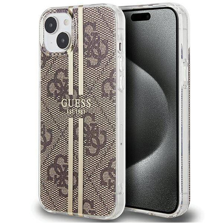 Oryginalne Etui GUESS Hardcase GUHCP15MH4PSEGW do iPhone 15 Plus (4G Gold Stripe / brązowy)
