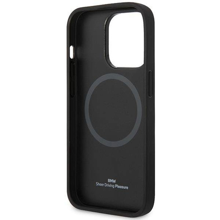 Original Handyhülle IPHONE 14 PRO BMW Leather Seats Pattern MagSafe MagSafe (BMHMP14L22RPSK) schwarz