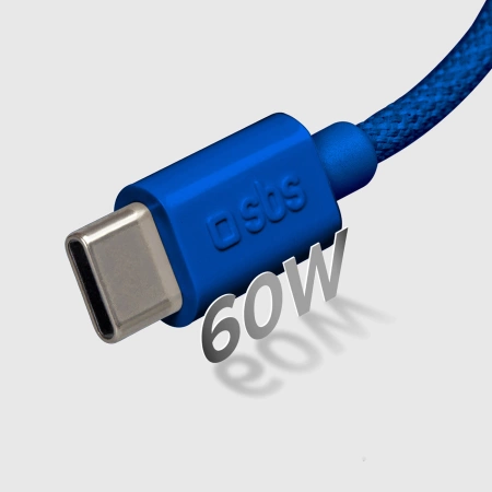 SBS TECABLETISSUETCCB USB-C - USB-C 1.5m 60W braided cable - blue