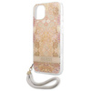 Case IPHONE 13 MINI Guess Hardcase Flower Strap (GUHCP13SHFLSD) gold