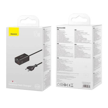 Ładowarka sieciowa Baseus GaN3 Pro, 2x USB-C, 2x USB, 65W (czarna)